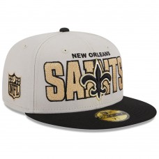 Бейсболка New Orleans Saints New Era 2023 NFL Draft On Stage 59FIFTY - Stone/Black