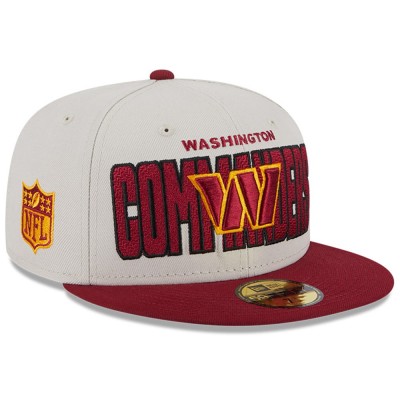 Бейсболка Washington Commanders New Era 2023 NFL Draft On Stage 59FIFTY - Stone/Burgundy