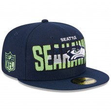 Бейсболка Seattle Seahawks New Era 2023 NFL Draft 59FIFTY - College Navy