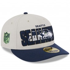 Бейсболка Seattle Seahawks New Era 2023 NFL Draft Low Profile 59FIFTY - Stone/College Navy