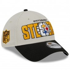 Бейсболка Pittsburgh Steelers New Era 2023 NFL Draft 39THIRTY - Stone/Black