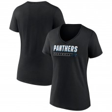 Carolina Panthers Womens Primary Play V-Neck T-Shirt - Black
