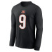 Футболка с длинным рукавом Cincinnati Bengals Joe Burrow Nike Black Name & Number