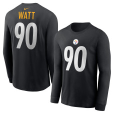 Футболка с длинным рукавом Pittsburgh Steelers T.J. Watt Nike Black Name & Number Футболка с длинным рукавом Pittsburgh Steelers T.J. Watt Nike Black Name & Number