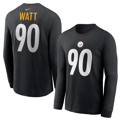 Футболка с длинным рукавом Pittsburgh Steelers T.J. Watt Nike Black Name & Number