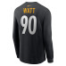 Футболка с длинным рукавом Pittsburgh Steelers T.J. Watt Nike Black Name & Number