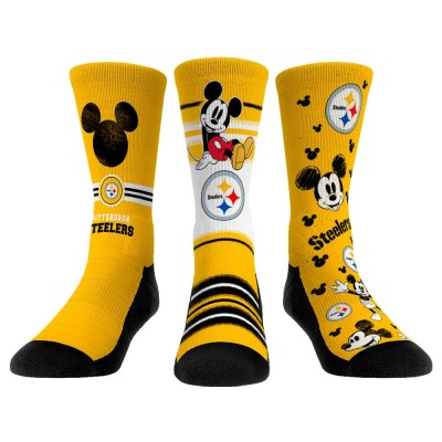 Unisex Pittsburgh Steelers Disney Rock Em Socks Three-Pack Crew Socks Set