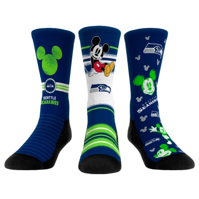Unisex Seattle Seahawks Disney Rock Em Socks Three-Pack Crew Socks Set
