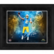 Facsimile Signature Los Angeles Chargers Justin Herbert Fanatics Authentic Framed 16 x 20 Stars of the Game Collage