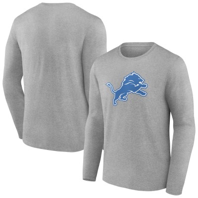 Футболка с длинным рукавом Detroit Lions Heather Gray Primary Team Logo