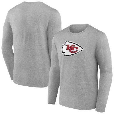 Футболка с длинным рукавом Kansas City Chiefs Primary Team Logo - Heather Gray