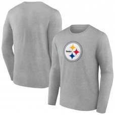 Pittsburgh Steelers Heather Gray Primary Team Logo Long Sleeve T-Shirt