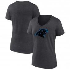 Carolina Panthers Womens Primary Team Logo V-Neck T-Shirt - Charcoal