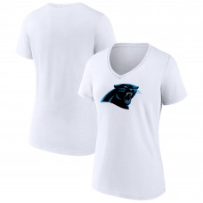 Carolina Panthers Womens Primary Team Logo V-Neck T-Shirt - White