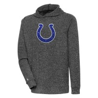 Indianapolis Colts Antigua Heathered Black Absolute Chenille Pullover Hoodie