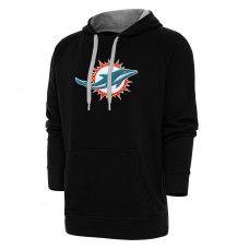 Miami Dolphins Antigua Victory Chenille Pullover Hoodie - Black