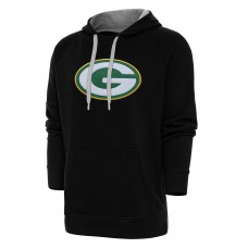 Green Bay Packers Antigua Victory Chenille Pullover Hoodie - Black