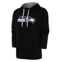 Seattle Seahawks Antigua Black Victory Chenille Pullover Hoodie