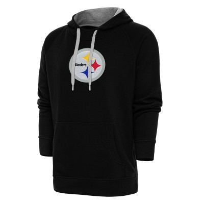 Pittsburgh Steelers Antigua Black Victory Chenille Pullover Hoodie