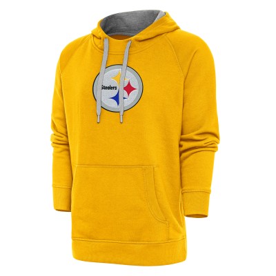 Pittsburgh Steelers Antigua Gold Victory Chenille Pullover Hoodie