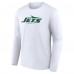 New York Jets White Logo Team Lockup Long Sleeve T-Shirt