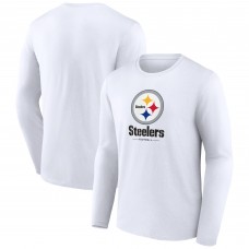 Pittsburgh Steelers White Logo Team Lockup Long Sleeve T-Shirt Pittsburgh Steelers White Logo Team Lockup Long Sleeve T-Shirt