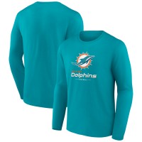 Miami Dolphins Aqua Logo Team Lockup Long Sleeve T-Shirt