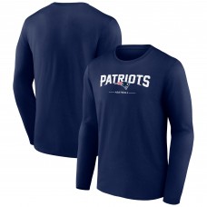 New England Patriots Navy Logo Team Lockup Long Sleeve T-Shirt