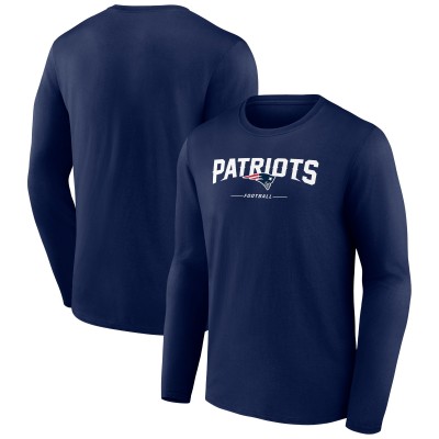 New England Patriots Navy Logo Team Lockup Long Sleeve T-Shirt