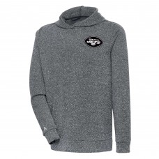 New York Jets Antigua Metallic Logo Absolute Pullover Hoodie - Heather Charcoal