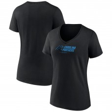 Carolina Panthers Womens Logo Team Lockup V-Neck T-Shirt - Black