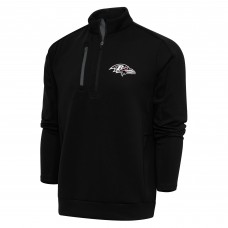 Кофта с длинным рукавом на короткой молнии Baltimore Ravens Antigua Metallic Logo Generation- Black/Charcoal