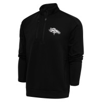 Denver Broncos Antigua Black Metallic Logo Generation Quarter-Zip Pullover Top