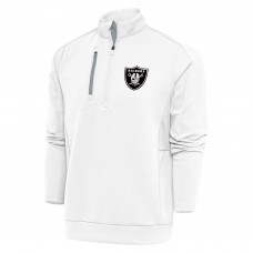 Las Vegas Raiders Antigua Metallic Logo Generation Quarter-Zip Pullover Top - White