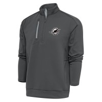 Miami Dolphins Antigua Charcoal Metallic Logo Generation Quarter-Zip Pullover Top