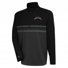 Кофта с длинным рукавом на короткой молнии Los Angeles Chargers Antigua Metallic Logo Pace- Black