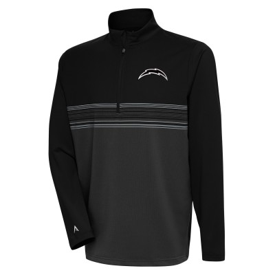 Кофта с длинным рукавом на короткой молнии Los Angeles Chargers Antigua Metallic Logo Pace- Black
