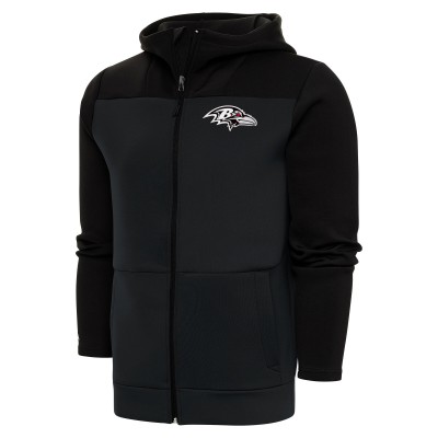 Толстовка на молнии Baltimore Ravens Antigua Metallic Logo Protect - Charcoal/Black