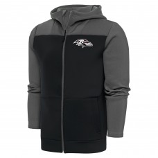 Толстовка на молнии Baltimore Ravens Antigua Metallic Logo Protect - Steel/Charcoal
