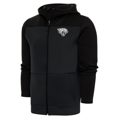 Толстовка на молнии Jacksonville Jaguars Antigua Metallic Logo Protect - Charcoal/Black