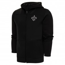 Толстовка на молнии New Orleans Saints Antigua Metallic Logo Protect - Black
