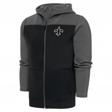 Толстовка на молнии New Orleans Saints Antigua Metallic Logo Protect - Steel/Charcoal