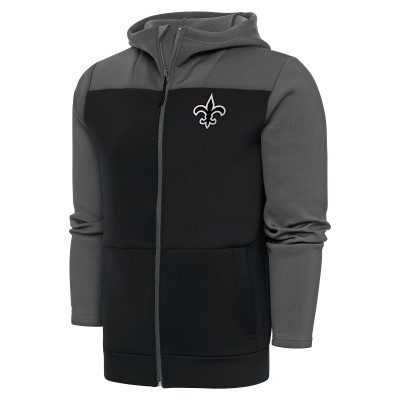 Толстовка на молнии New Orleans Saints Antigua Metallic Logo Protect - Steel/Charcoal