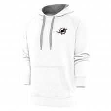 Miami Dolphins Antigua White Metallic Logo Victory Pullover Hoodie