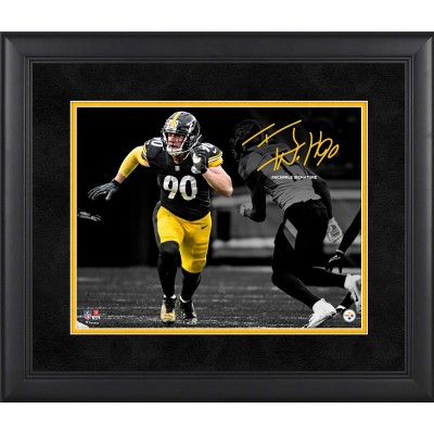 Facsimile Signature Pittsburgh Steelers T.J. Watt Fanatics Authentic Framed 11 x 14 Spotlight Photograph