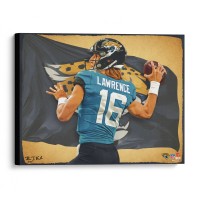 Jacksonville Jaguars Trevor Lawrence Fanatics Authentic Stretched 20 x 24 Canvas Giclee Print - Designed and Signed by Artist Brian Konnick - Limited Edition of 25