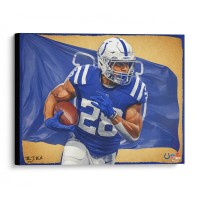 Indianapolis Colts Jonathan Taylor Fanatics Authentic Stretched 20 x 24 Canvas Giclee Print - Designed & Signed by Artist Brian Konnick - Limited Edition 25