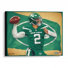 New York Jets Zach Wilson Fanatics Authentic Stretched 20 x 24 Canvas Giclee Print - Designed & Signed by Artist Brian Konnick - Limited Edition 25