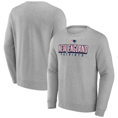 New England Patriots Fanatics Heathered Gray Bold Move Pullover Sweatshirt