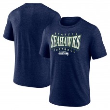 Seattle Seahawks Fanatics Heather College Navy Divided Warp Tri-Blend T-Shirt
